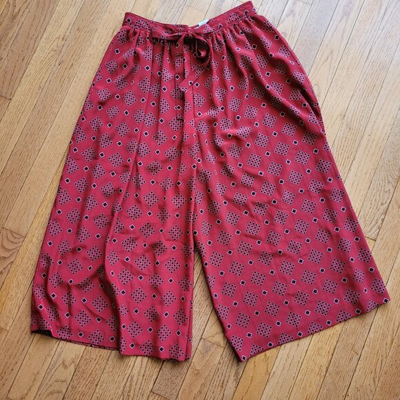 YOKO Skirt Pants Culottes Wide Leg Cropped Flowy Tie Front - Picture 1 of 11